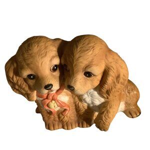 Vtg 1988 Homco Masterpiece Porcelain Figurine Two Cocker Spaniel Puppies Decor